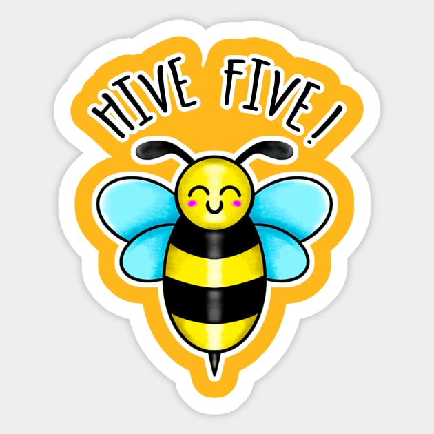 Kawaii Bee Hive Five Sticker by bolincradleyart